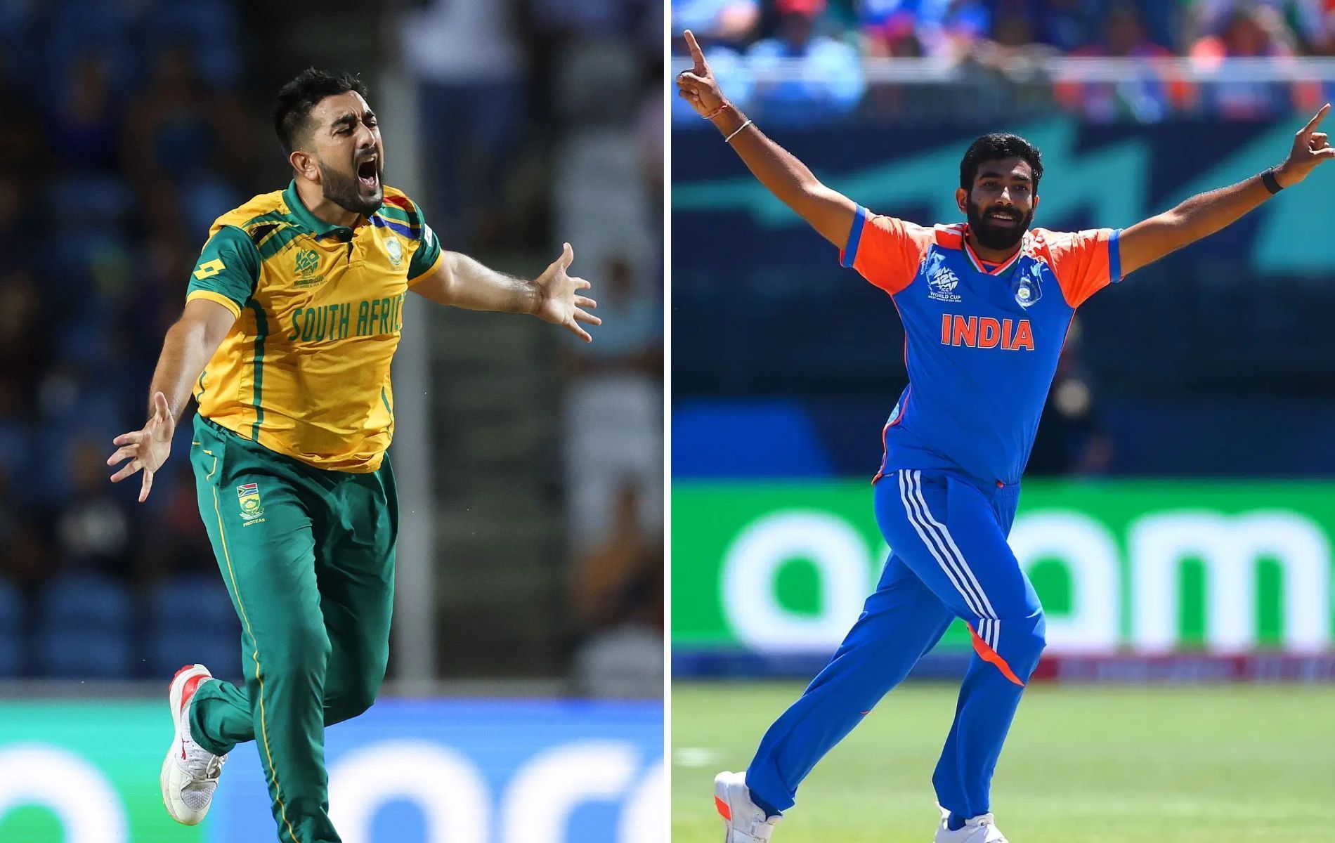 Tabraiz Shamsi (L) and Jasprit Bumrah (R). (Pics: Getty)