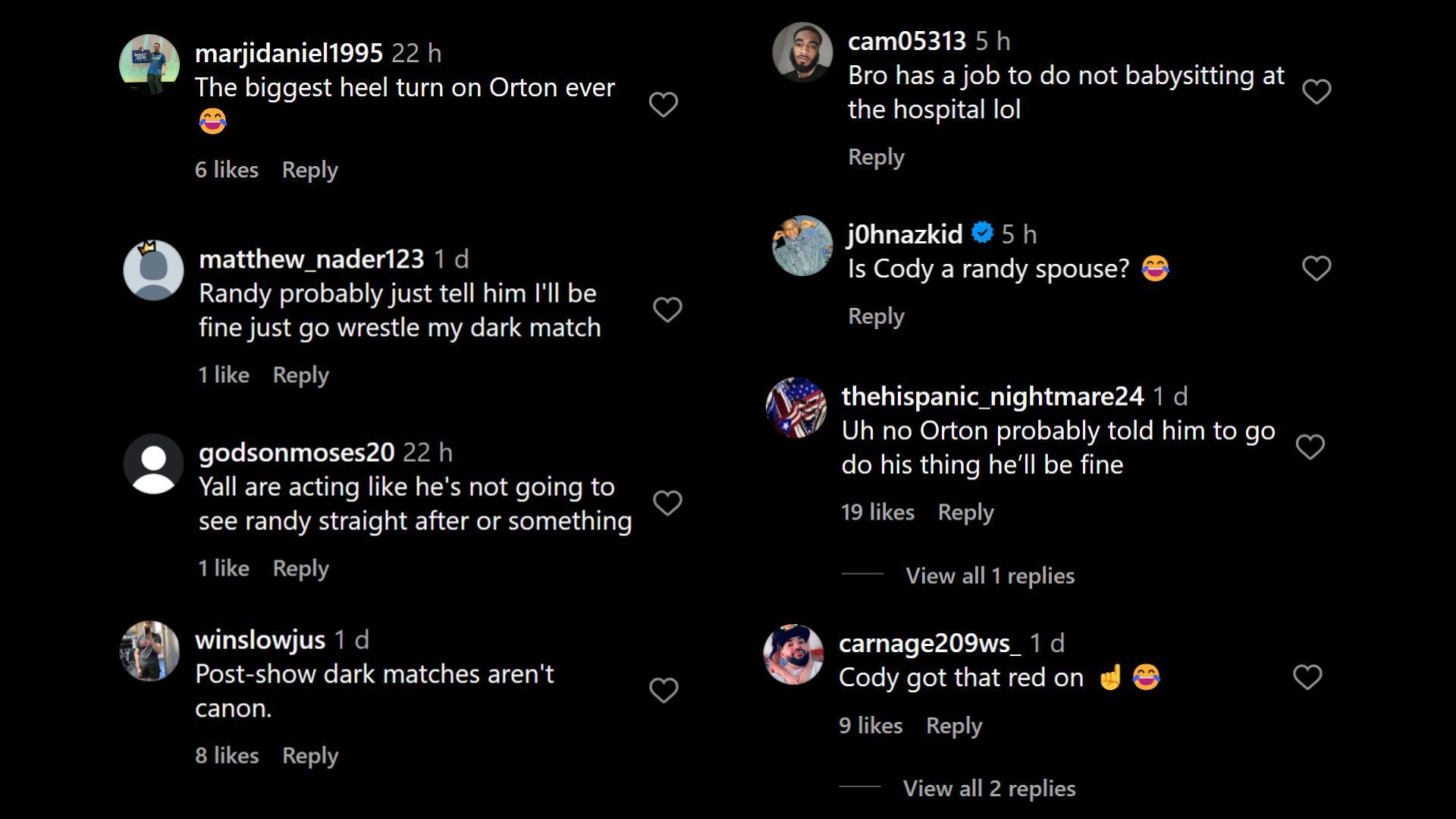 [Image Credits: Screenshot of comments on @wrestlingwinner&#039;s Instagram update]