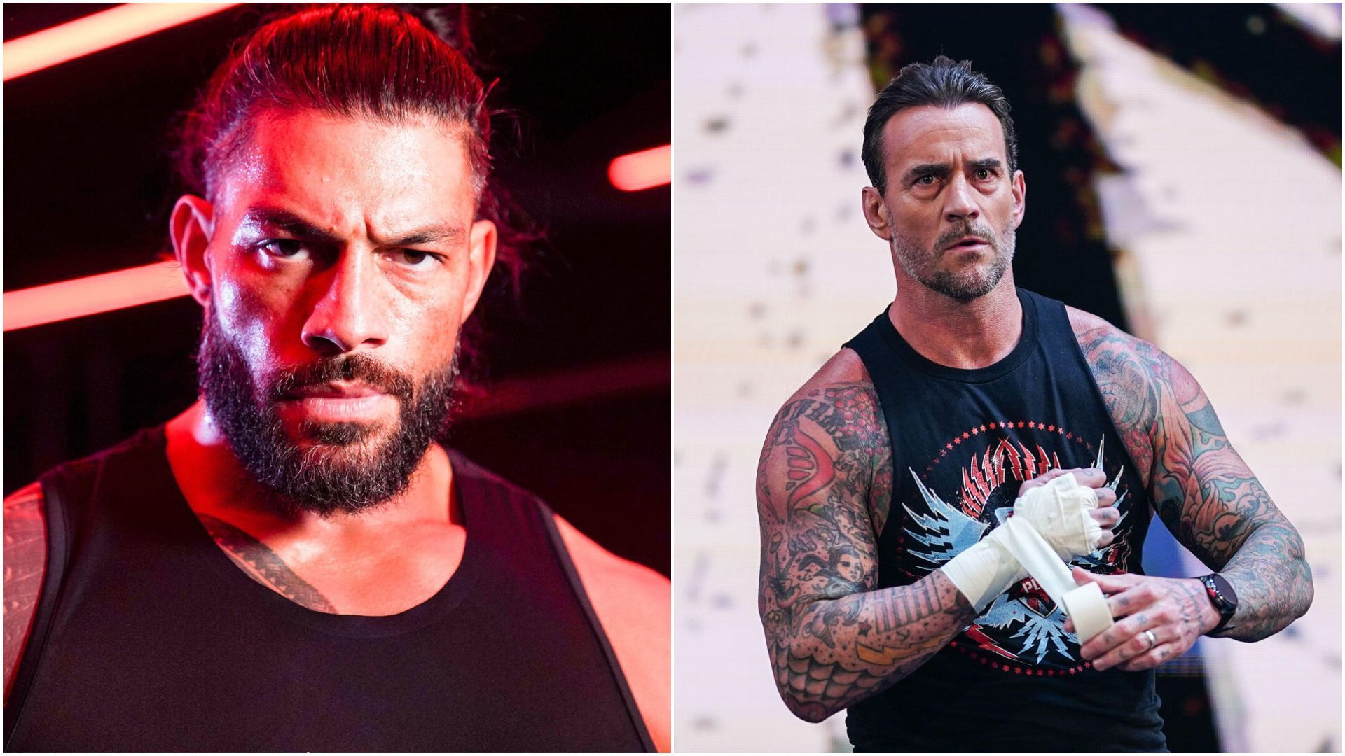 Roman Reigns (left), and CM Punk (right). [Pictures via: WWE.com]