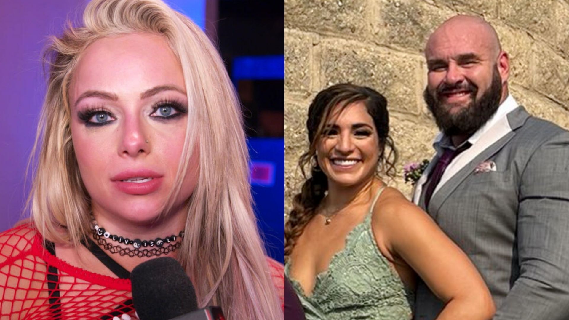 Liv Morgan (left) and Raquel Rodriguez &amp; Braun Strowman (right) [Images credit: WWE.com &amp; Strowman