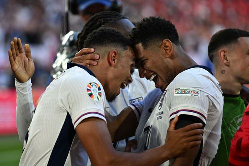 Trent Alexander-Arnold and Jude Bellingham celebrate for England (Image - Getty)