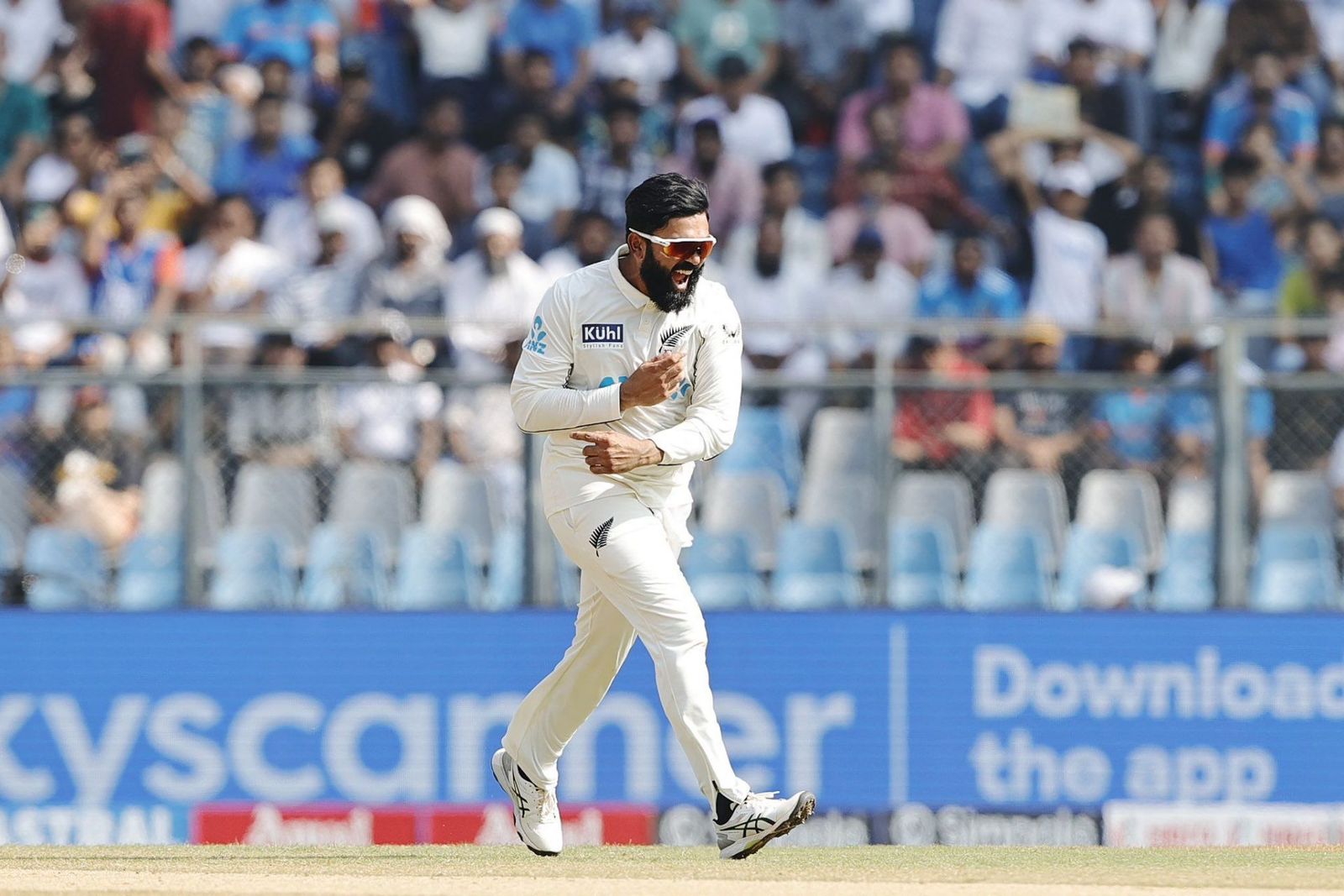 Ajaz Patel leading wickettaker by a visiting bowler at a