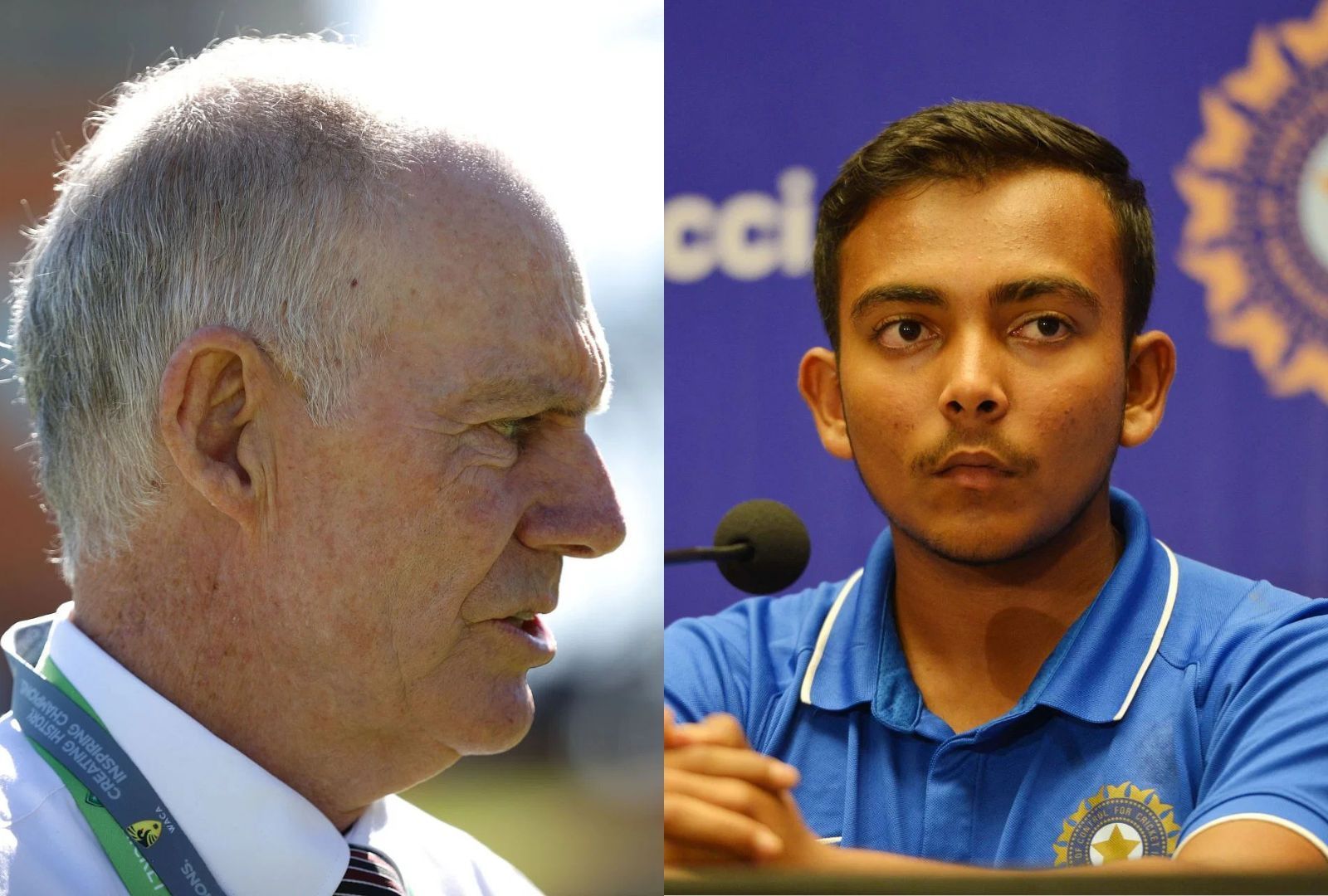 Greg Chappell (L) and Prithvi Shaw. (Getty)