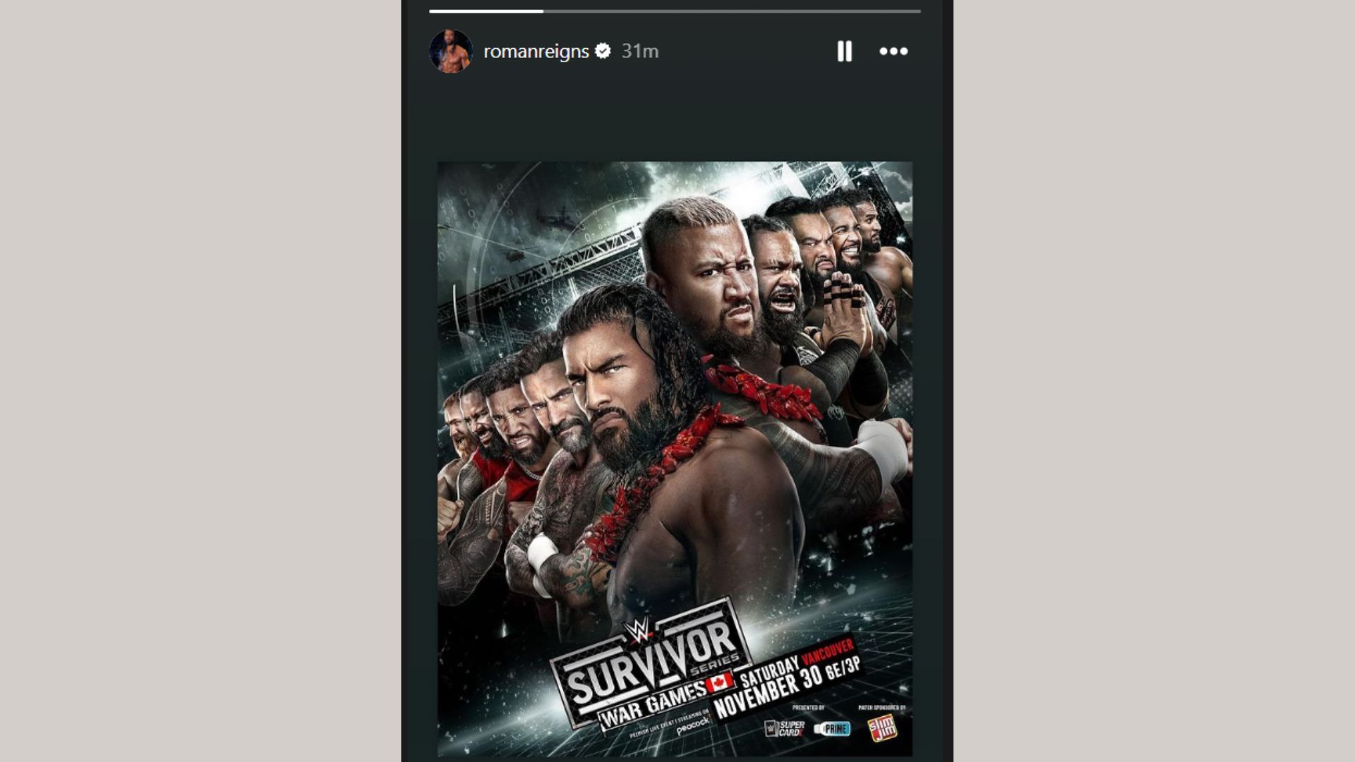 Roman Reigns shared the updated poster. [Image credits: Roman&#039;s official Instagram handle]