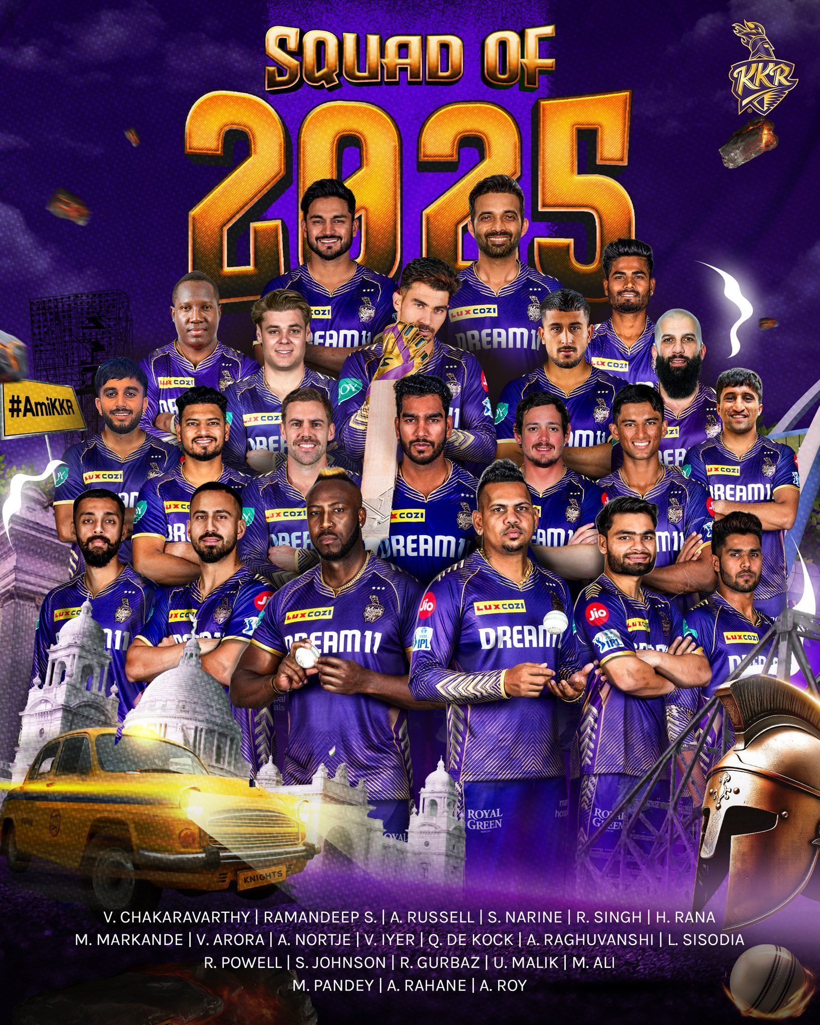 Kolkata Knight Riders Squad IPL 2025. Source: @kkriders/X