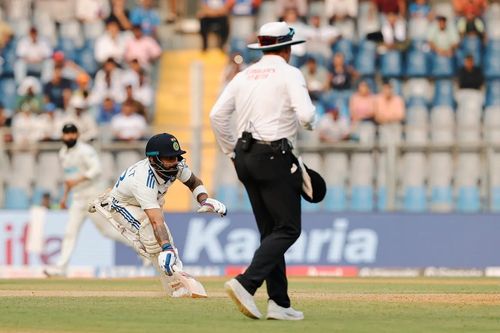 Virat Kohli was run out while attempting a non-existent run in India's first innings of the third Test against New Zealand. [P/C: BCCI]