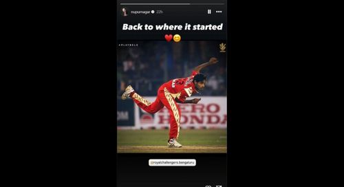 Bhuvneshwar Kumar's wife latest Instagram post. [@nupurnagar on IG stories]