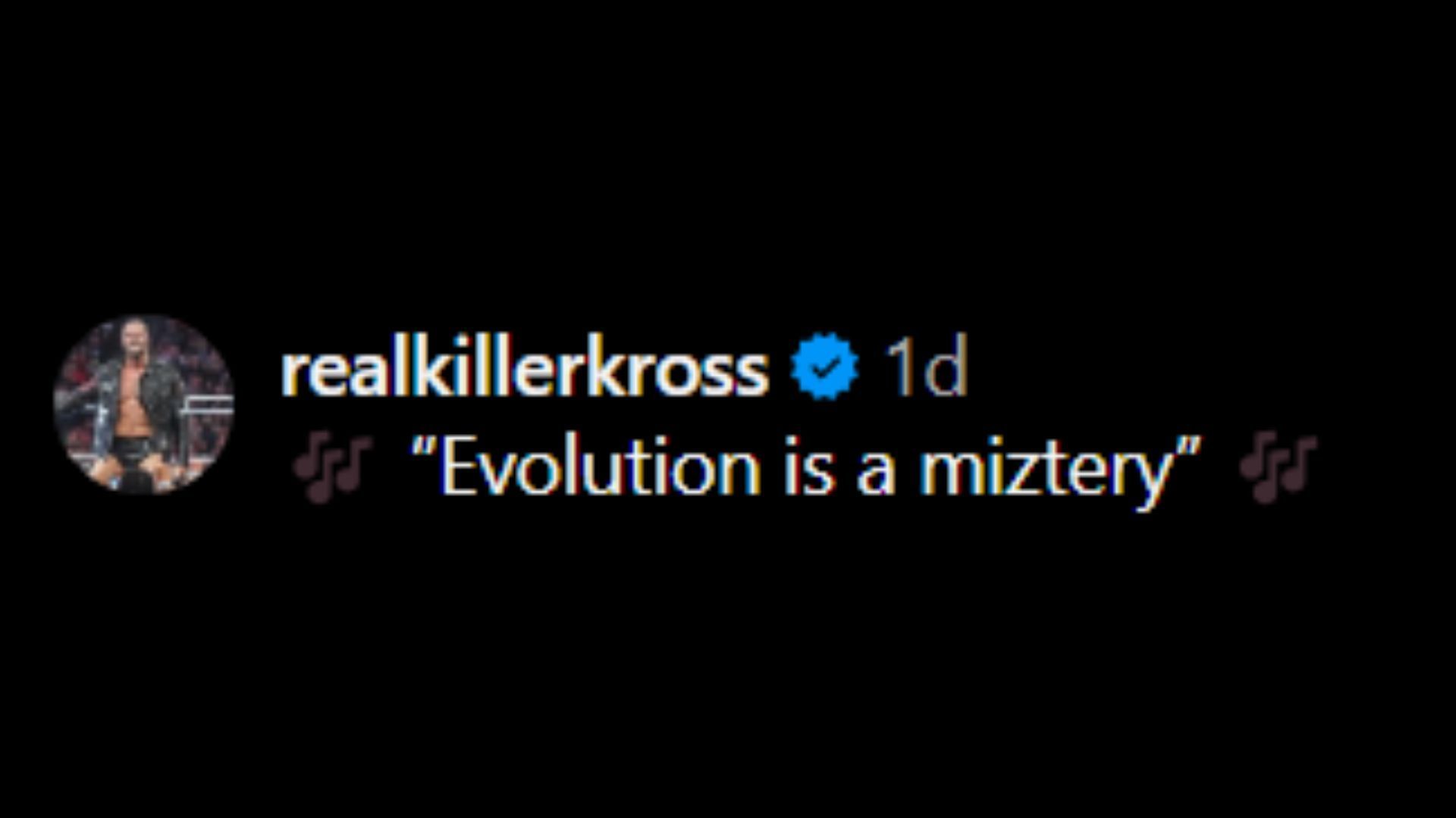 Screenshot of Karrion Kross&#039; comment. [Image credits: WWE&#039;s official Instagram handle]