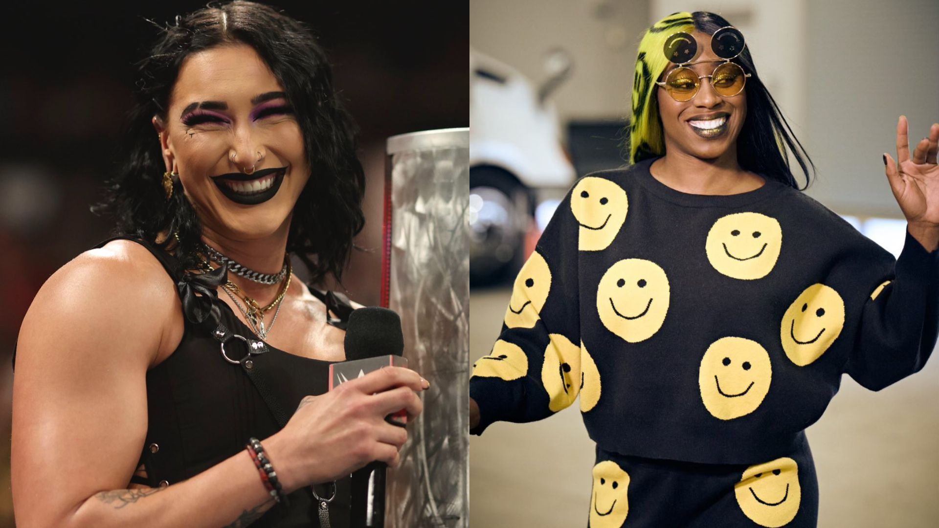 Rhea Ripley (left); Naomi (right). [Images credit - WWE Australia and Naomi