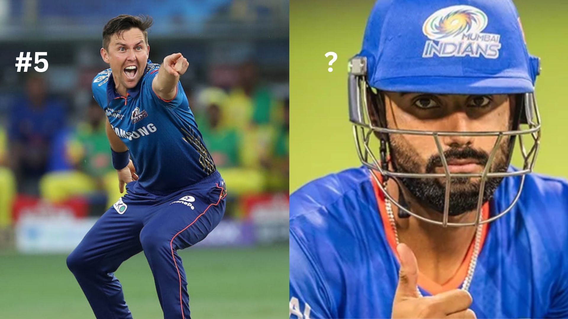 Trent Boult and Naman Dhir (Image by IPL on Meta and Mumbai Indians)