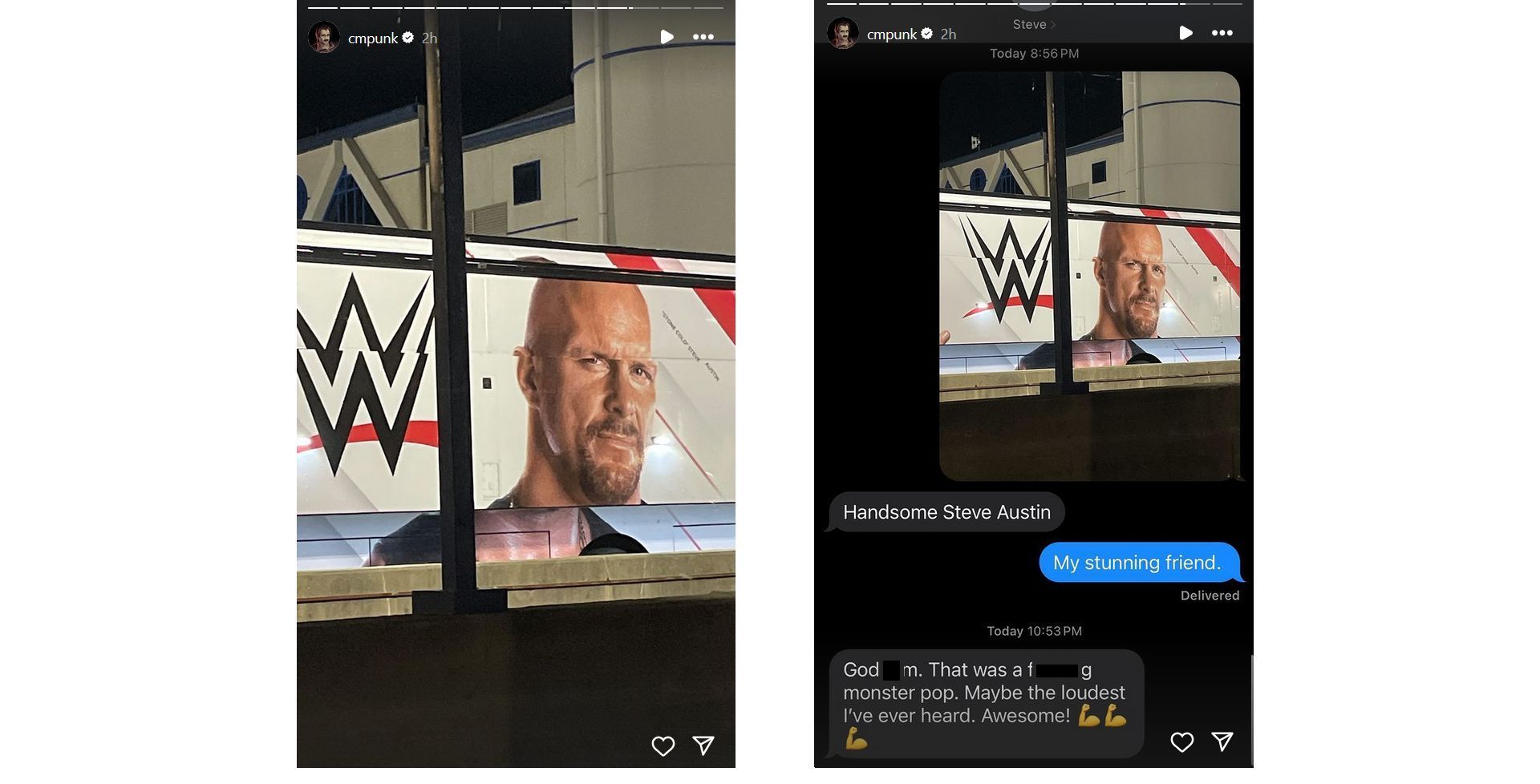 Screenshot of CM Punk&#039;s text conversation with Steve Austin (Photo Credit: CM Punk on Instagram)