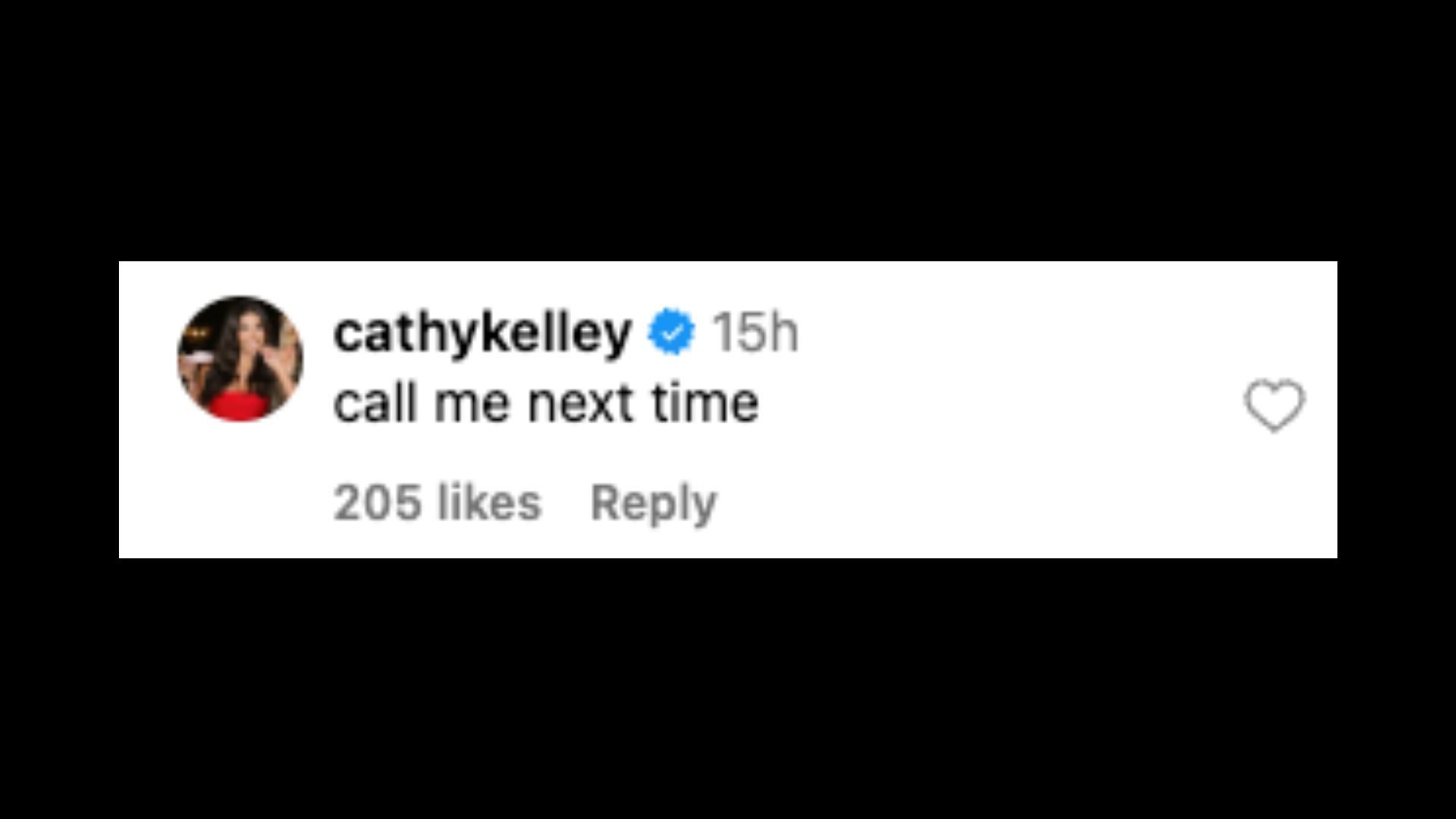 Kelley sends message to Ripley [Image credit: Screenshot of Kelley&#039;s comment on Instagram after Ripley attended UFC 309]