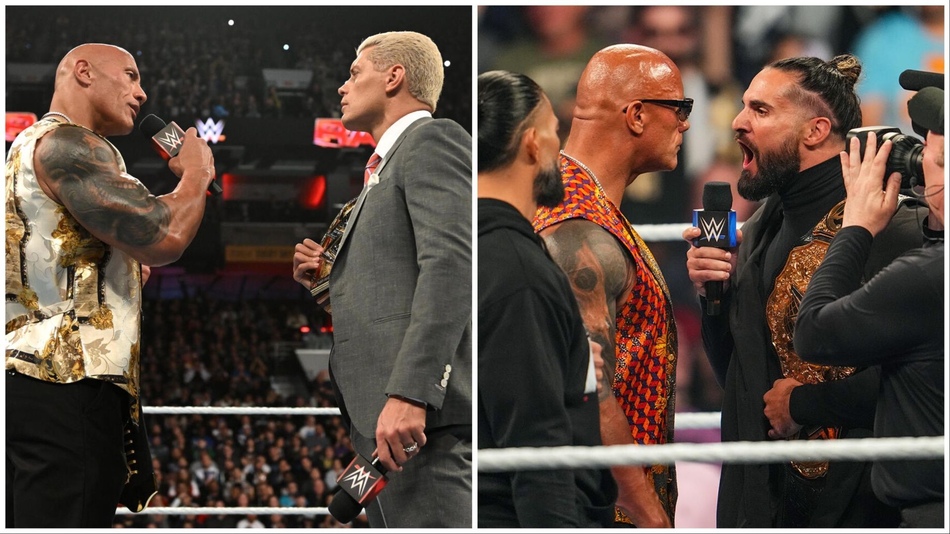 The Rock has a message for Cody Rhodes and Seth Rollins. (Photos: WWE.com)