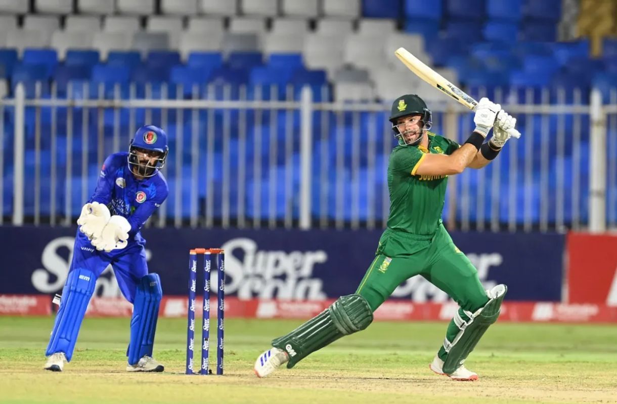 Aiden Markram - South Africa captain playing a shot vs Afghanistan in Sharjah