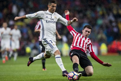 Cristiano Ronaldo and Aymeric Laporte during his time in LaLiga