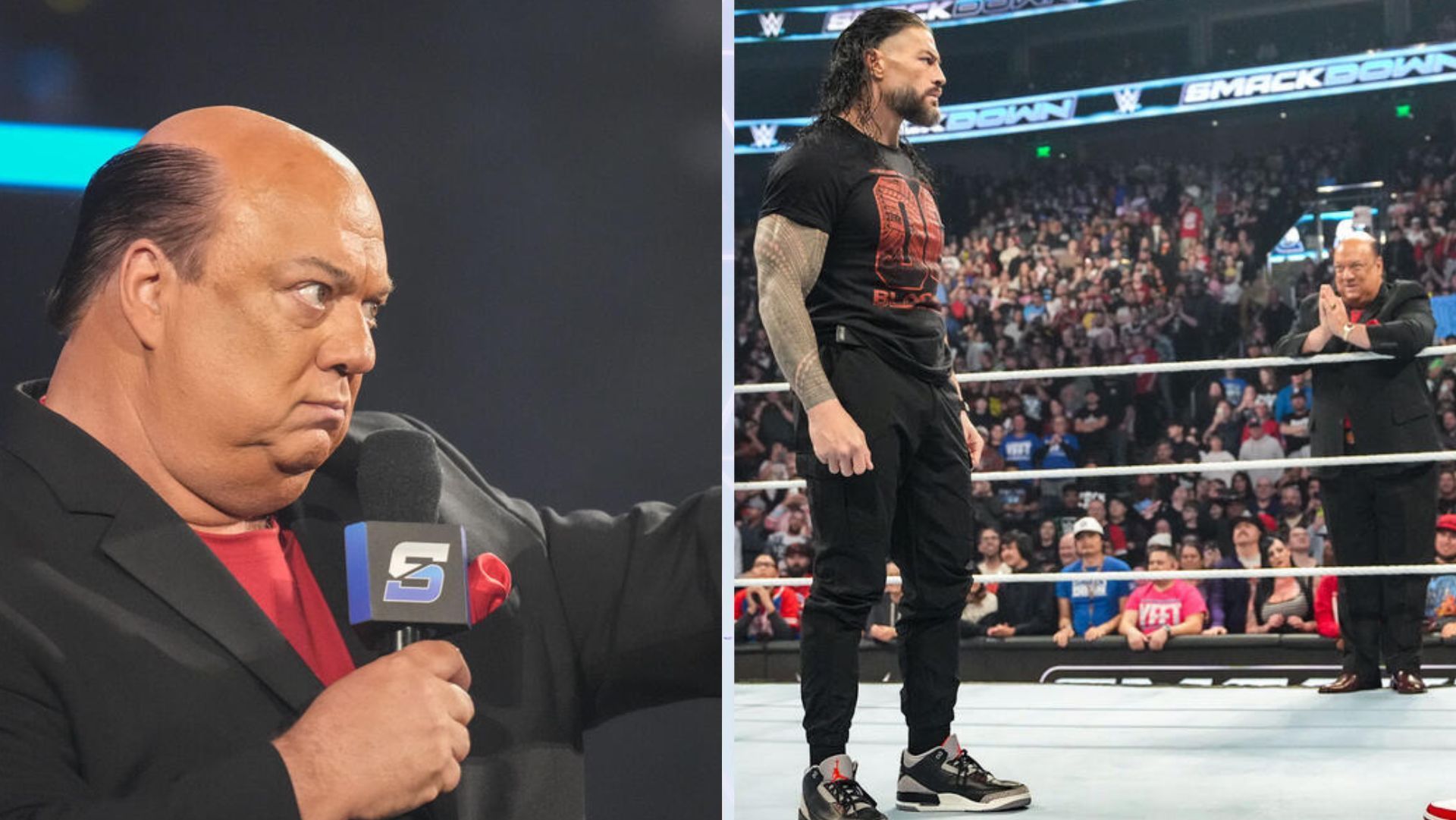 Paul Heyman was removed from The Bloodline by Solo Sikoa. [Images Source: WWE.com]