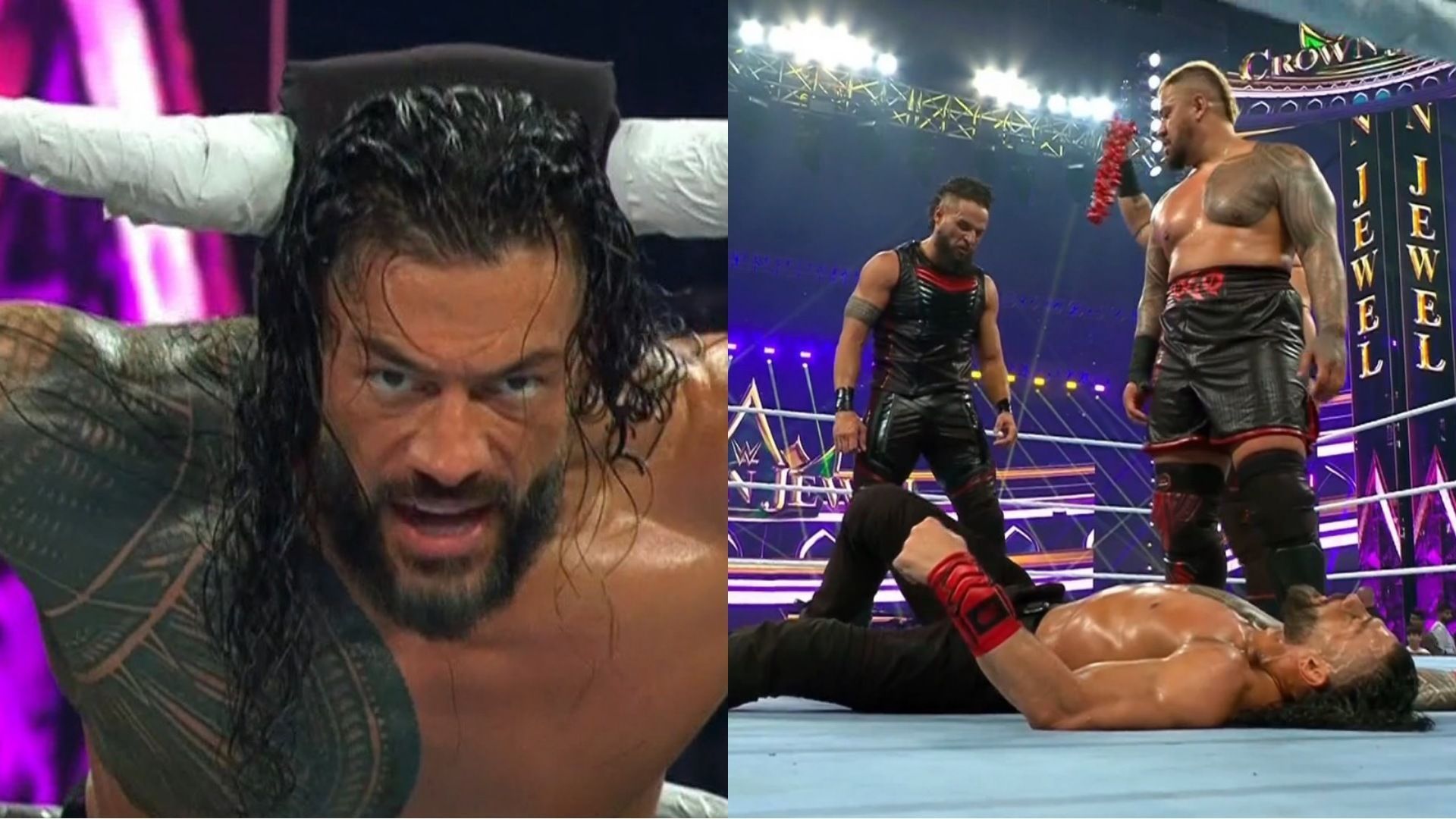 WWE Crown Jewel, Roman Reigns, Solo Sikoa, The Usos, Jacob Fatu, Bloodline, 