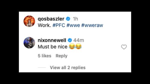 Nox hilariously reacts to Baszler's message on Instagram.