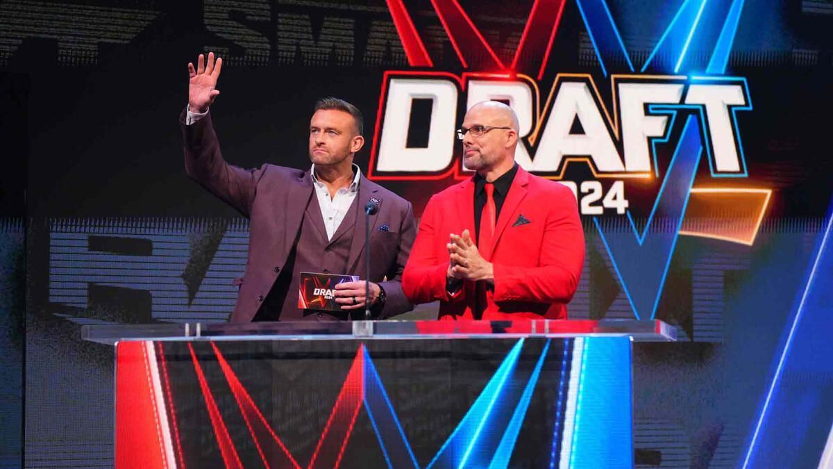 SmackDown GM Nick Aldis (left) and RAW GM Adam Pearce (right) - Photo credit: WWE.com)