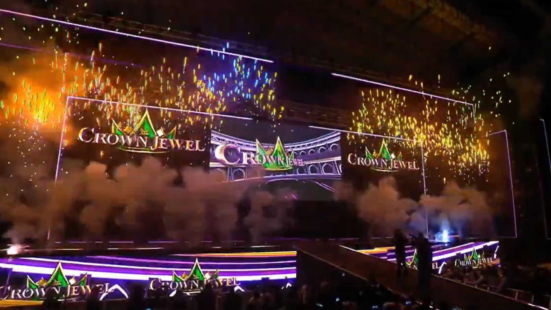 The stage for WWE Crown Jewel 2024 in Saudi Arabia