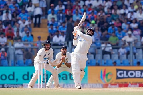 Rishabh Pant smashed 34 runs off 27 deliveries against Ajaz Patel in the second innings. [P/C: BCCI]