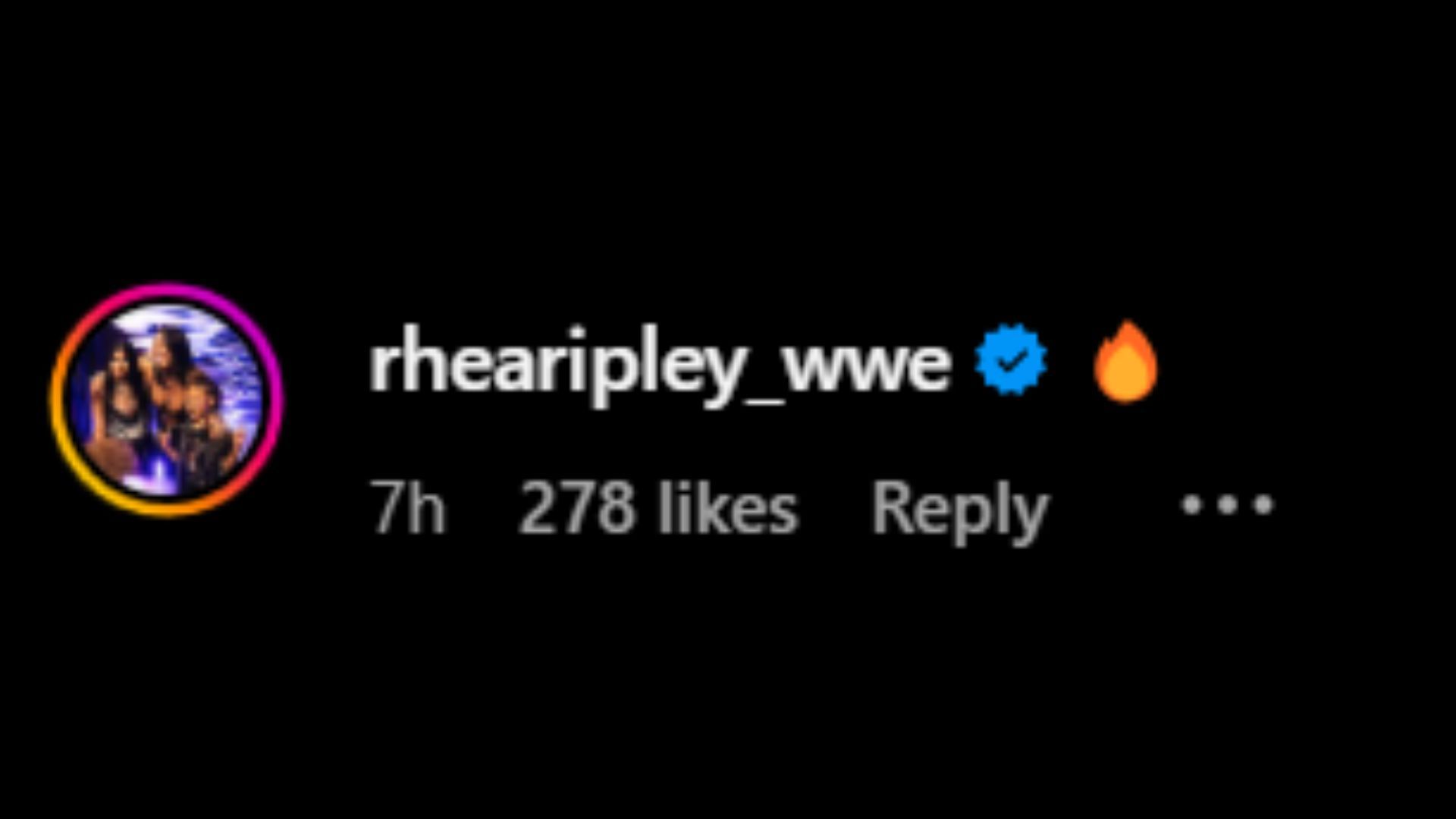 Screenshot of Rhea Ripley&#039;s comment [Image credits: Stephanie Vaquer&#039;s Instagram handle]