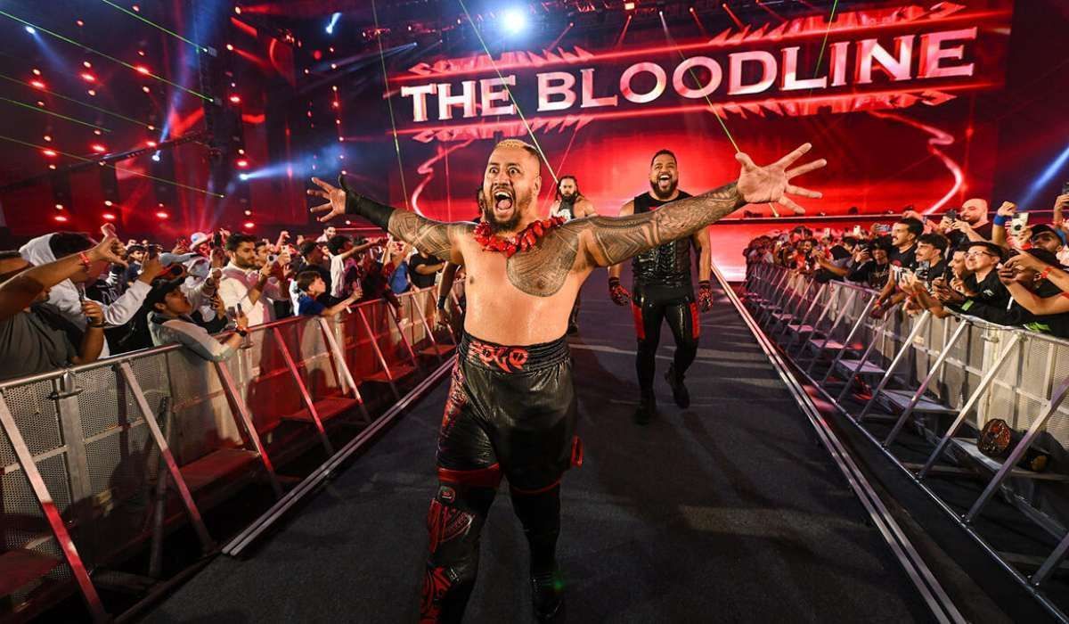 Solo Sikoa makes his entry along with his mates at Crown Jewel PLE in Riyadh, Saudi Arabia. Photo credit: WWE website