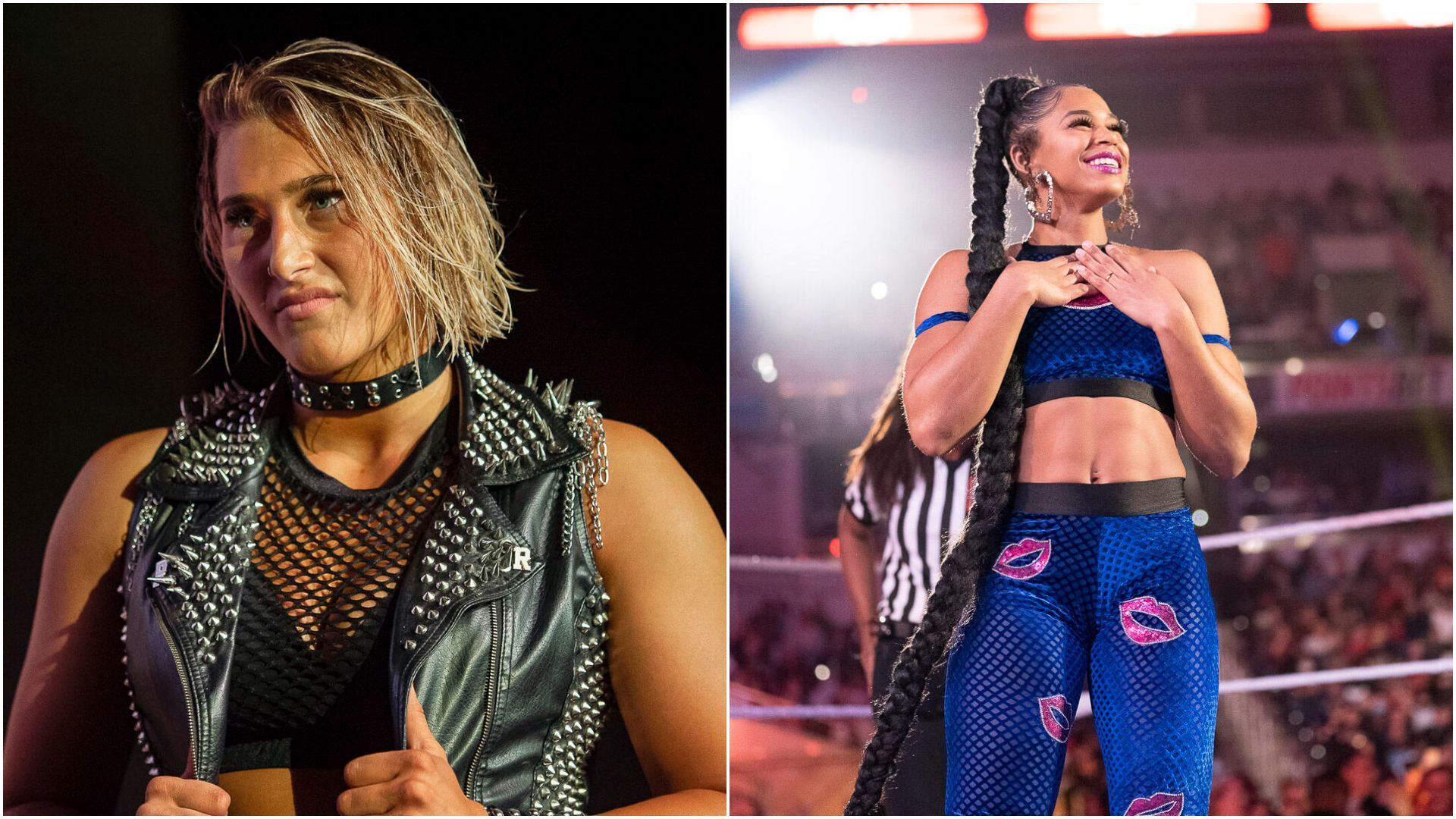 Rhea Ripley (left); Bianca Belair (right). [Pictures via: WWE.com]