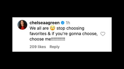 Green reacts to the company's message on Instagram.