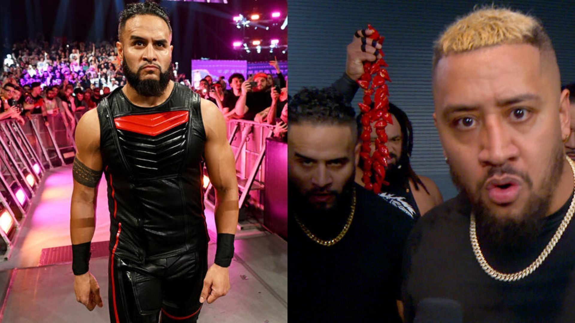 Tama Tonga (left), Solo Sikoa with The Bloodline (right) (Image Credits: WWE.com)