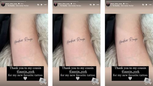 Bliss shows off her new tattoo [Image Credits: Screenshot of Bliss' Instagram story]