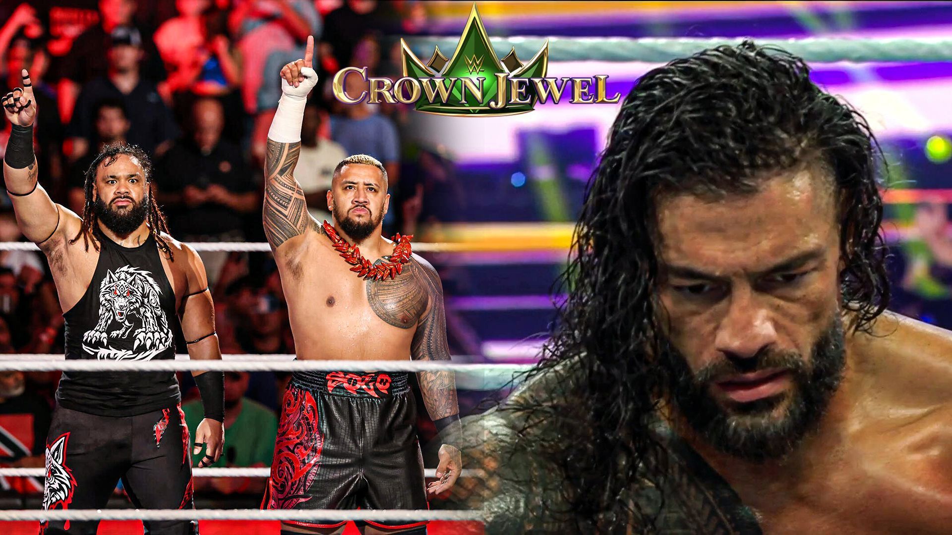 Solo Sikoa pinned Roman Reigns at Crown Jewel 2024! (Credits: WWE.Com and WWE Twitter)