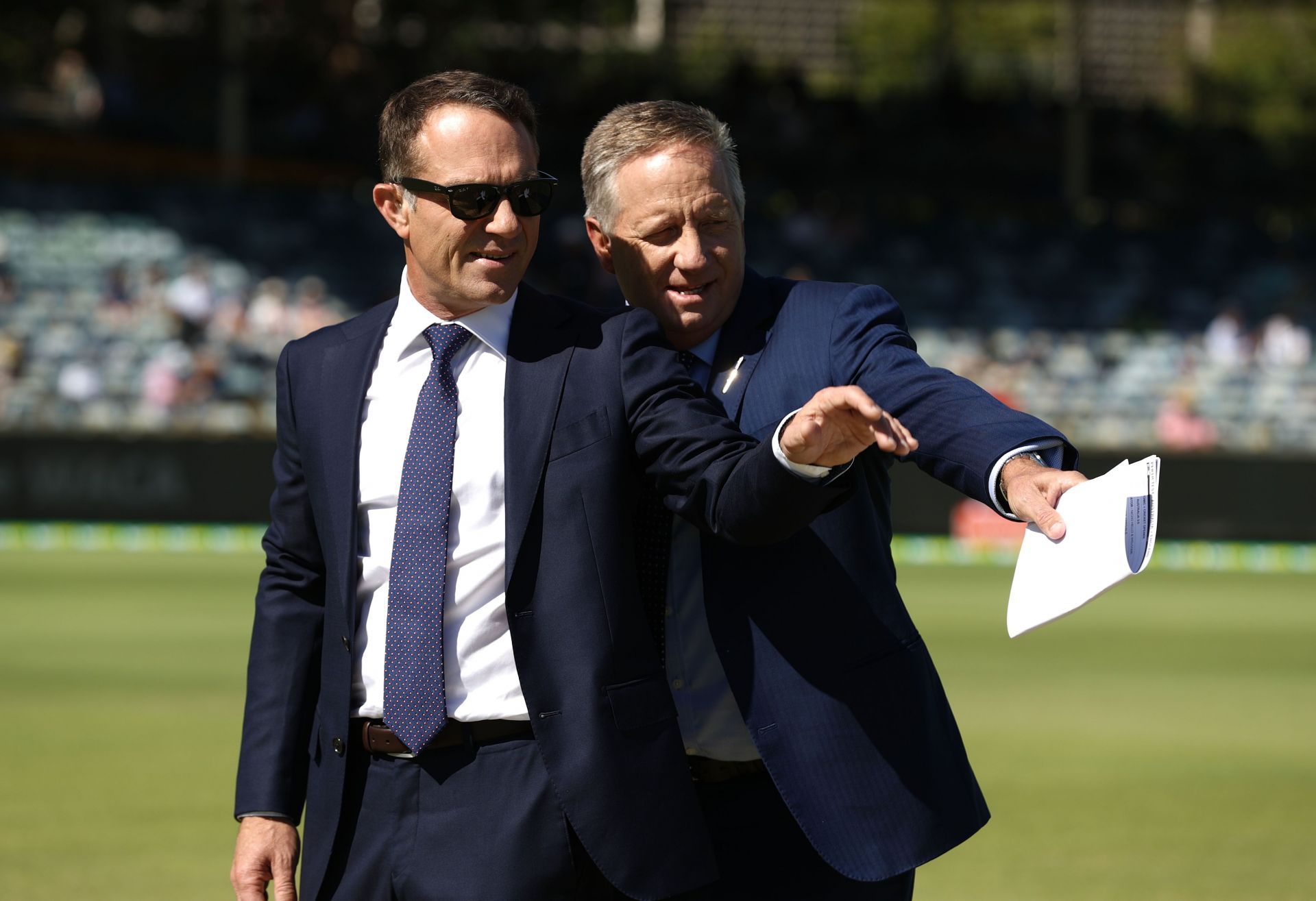 Ian Healy (R) with Michael Slater. (Credits: Getty)