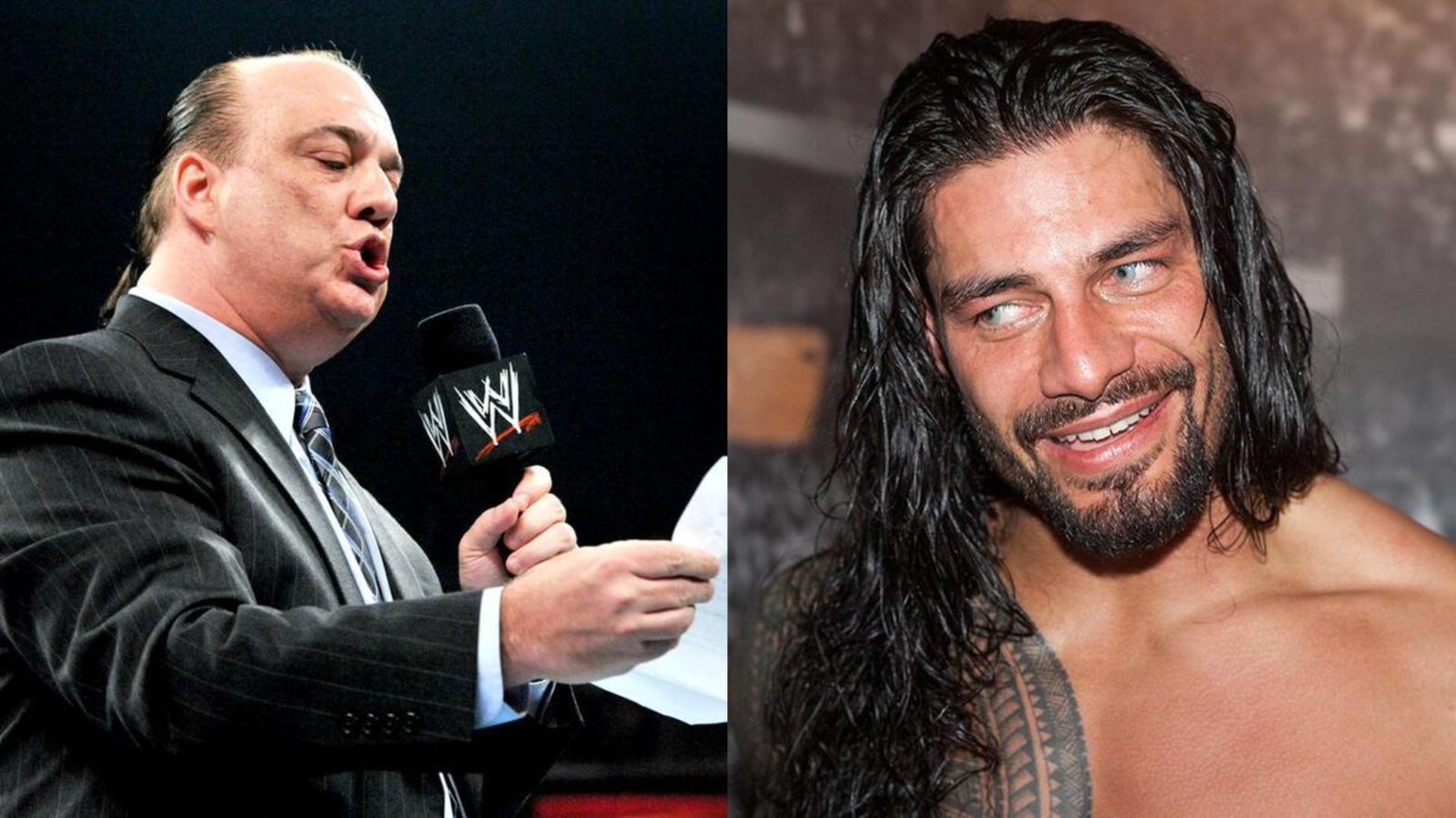 Paul Heyman (L); Roman Reigns (R) [Pics from WWE.com]