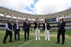 [In Picture] Jasprit Bumrah and Pat Cummins pose with Allan Border and Sunil Gavaskar ahead of play on Day 1 of 2024-25 BGT 1st Test