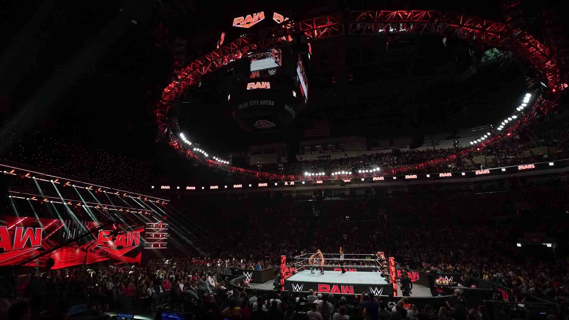 WWE Superstars in action on a live RAW