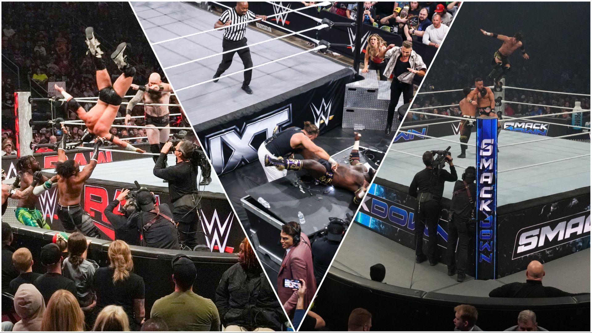 WWE RAW, NXT, and SmackDown Superstars in action