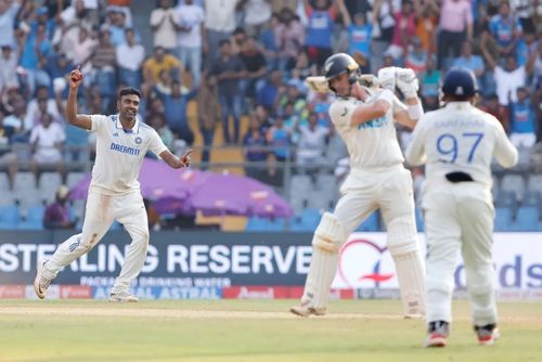 Will Young was very disappointed after offering a tame return catch to R Ashwin. [P/C: BCCI]