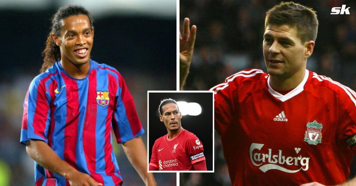 Ronaldinho (left), Steven Gerrard (right); Virgil van Dijk (inset) - All pics GETTY