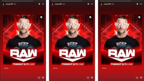 Punk sends a one-word message on Instagram ahead of RAW. [Photo credit: Punk's Instagram story]