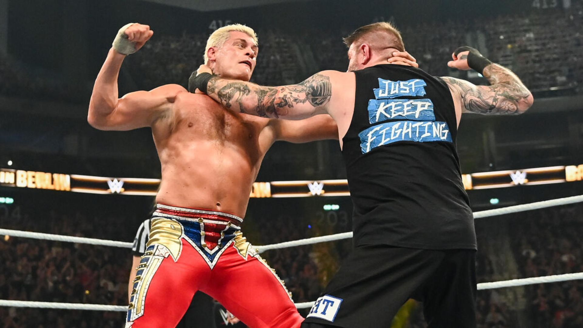 Cody Rhodes and Kevin Owens during their match [Image via wwe.com]