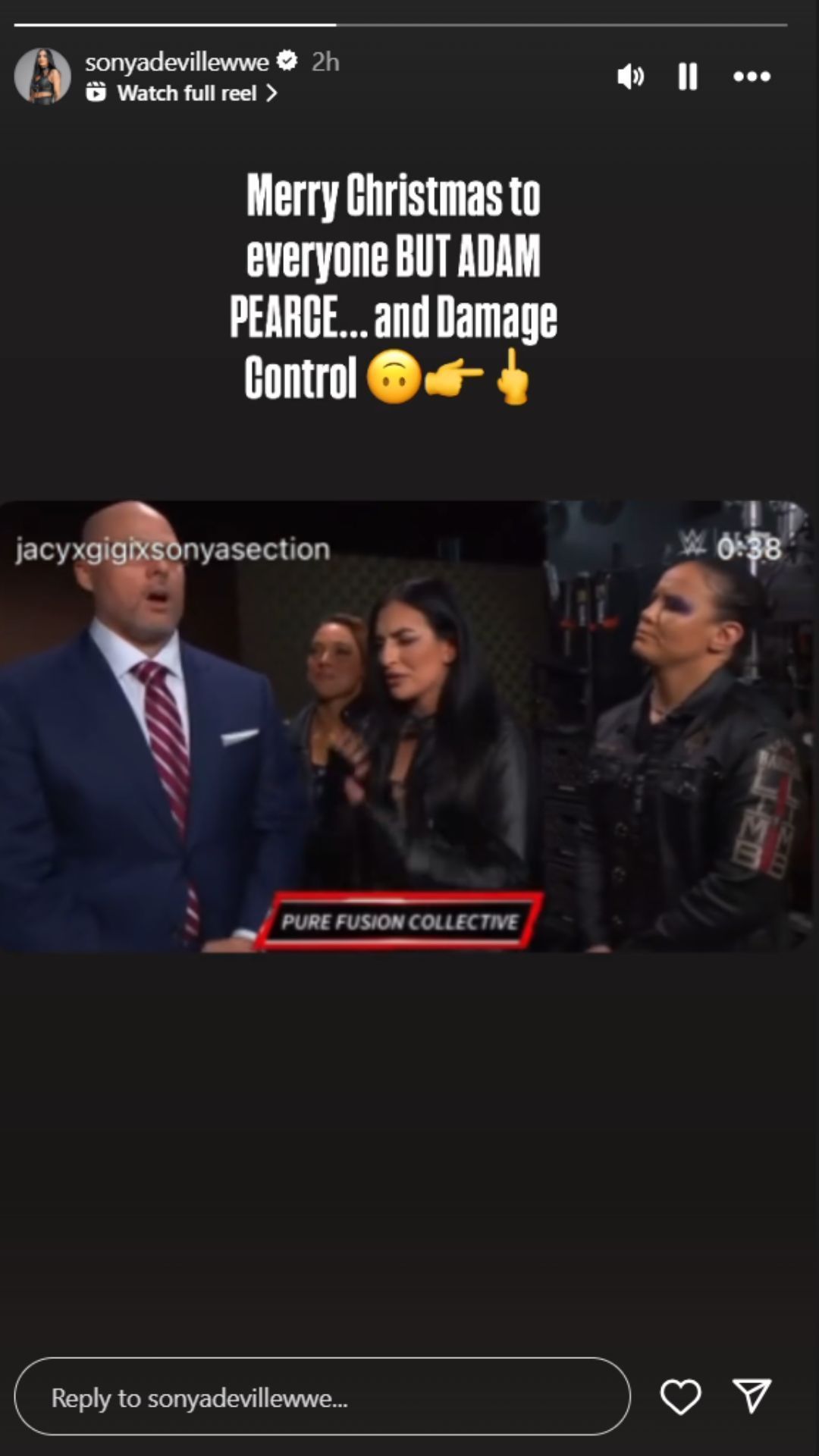 A screenshot of Sonya Deville&#039;s Instagram Story.