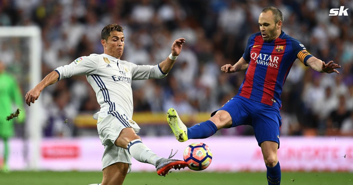 Cristiano Ronaldo vs Andres Iniesta during El Clasico