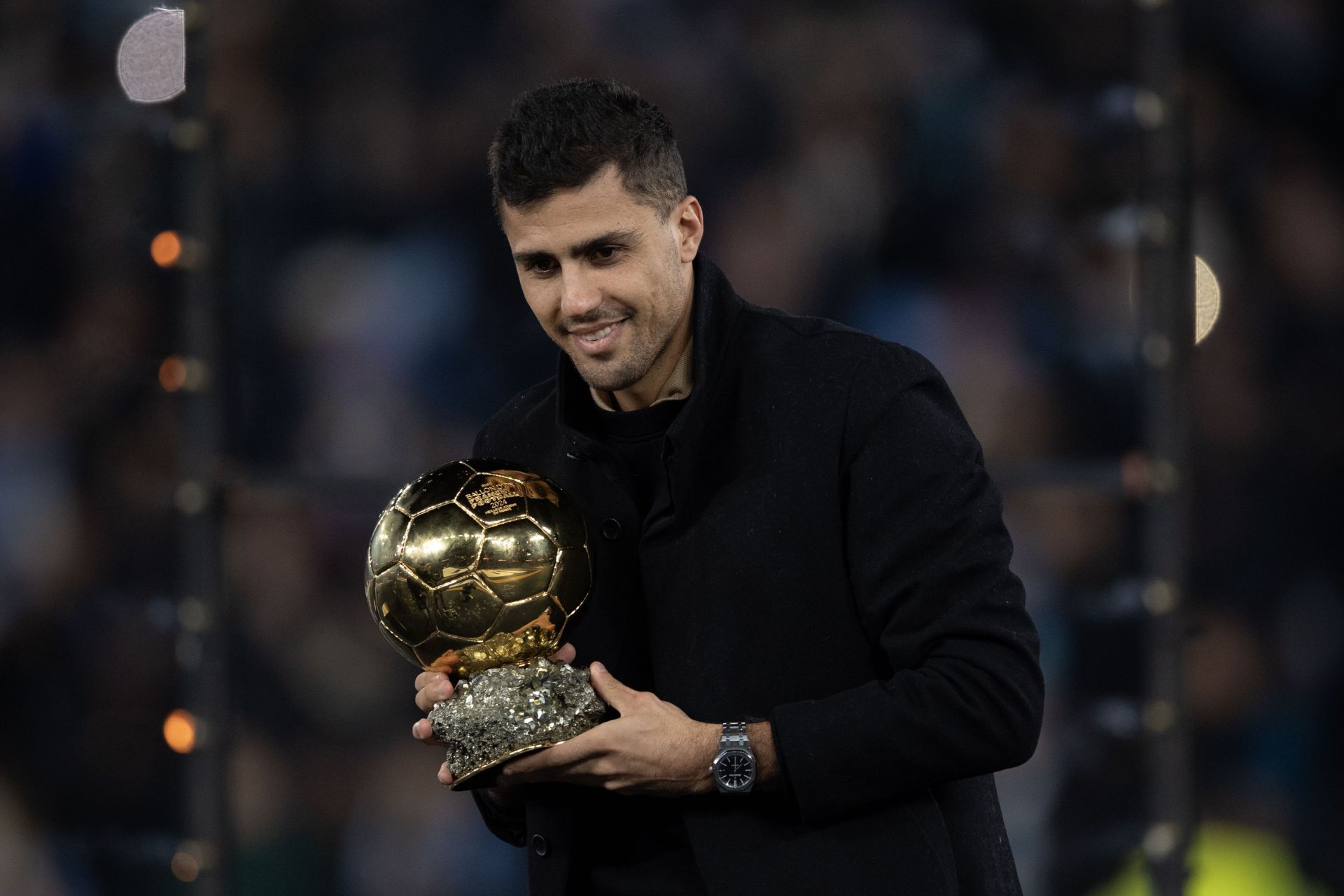 Rodri with the Ballon d&#039;Or trophy