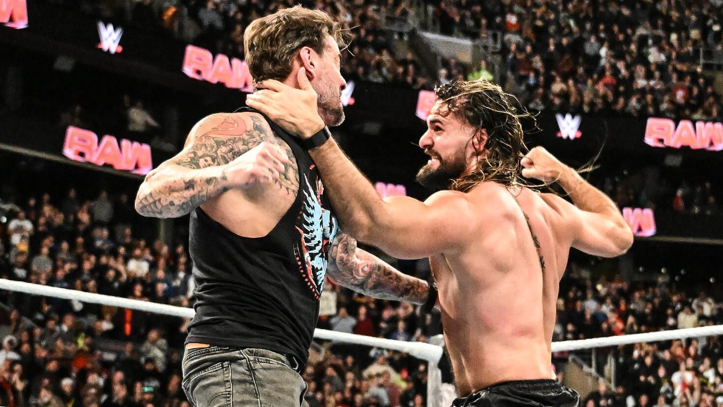 CM Punk and Seth Rollins had a huge brawl on RAW [Image: WWE.com]