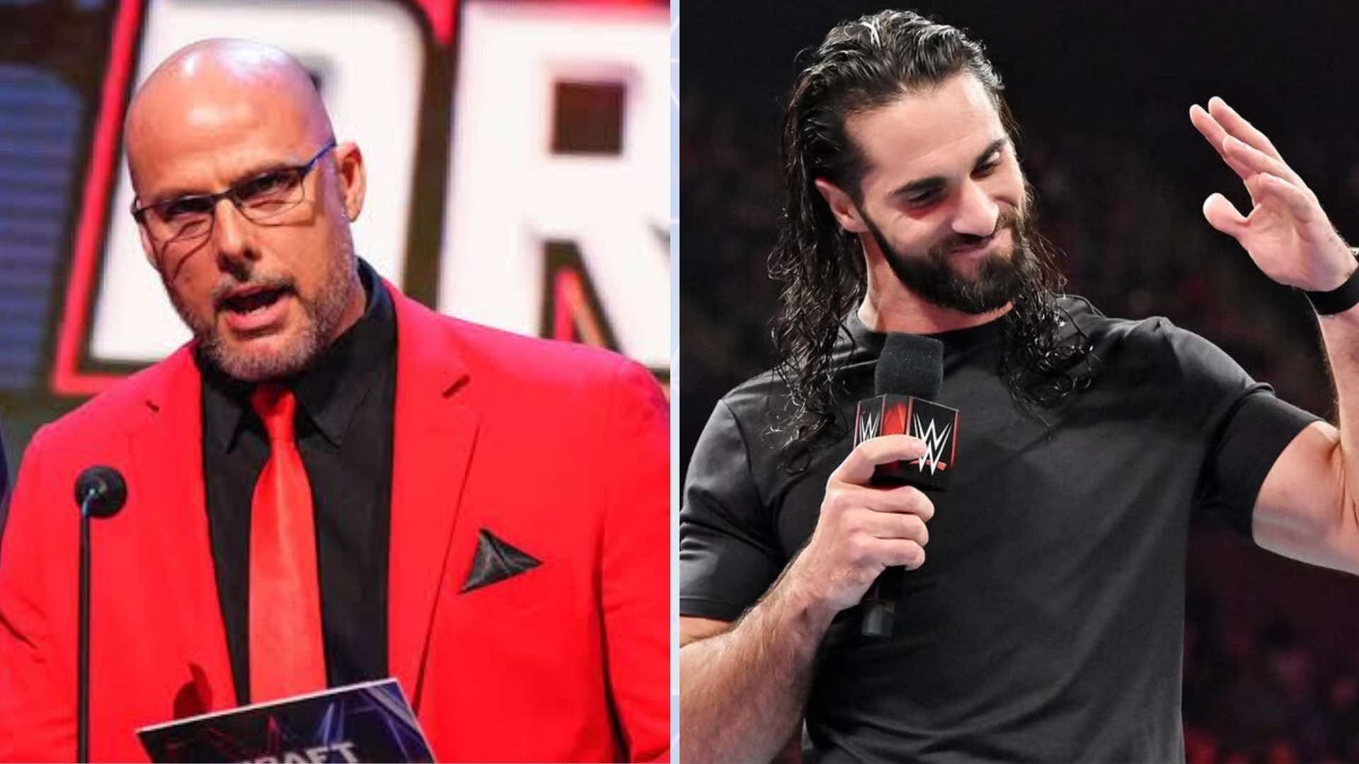 Adam Pearce (left), Seth Rollins (right) (via WWE.com)