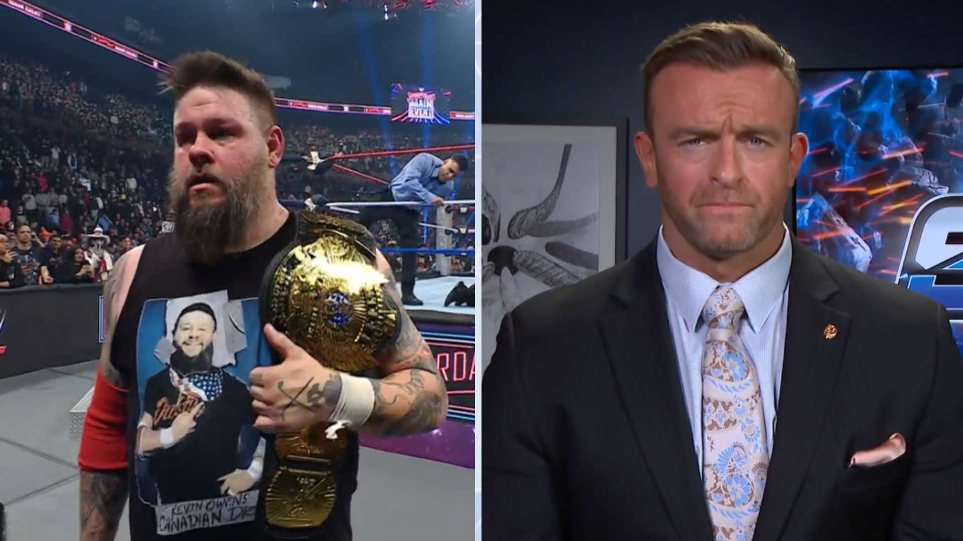 Kevin Owens (left) and Nick Aldis (right) in picture [Image credits: wwe.com, WWE on X/Twitter]