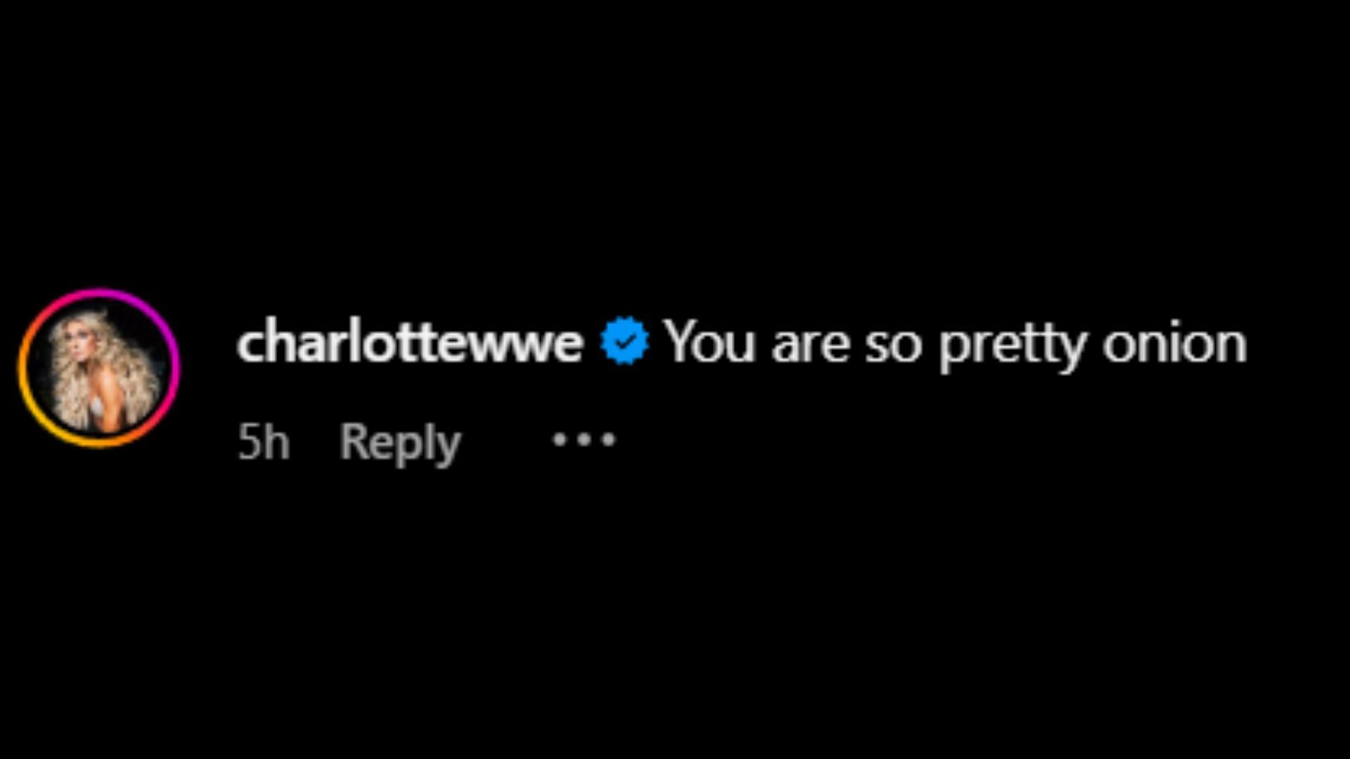 Screenshot of Charlotte Flair&#039;s comment [Image via Vero Rodriguez&#039;s Instagram]