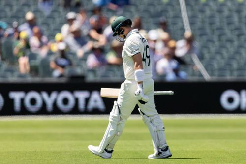 A dejected Steve Smith walks back after being dismissed in Adelaide. (Image Credits: Getty Images)