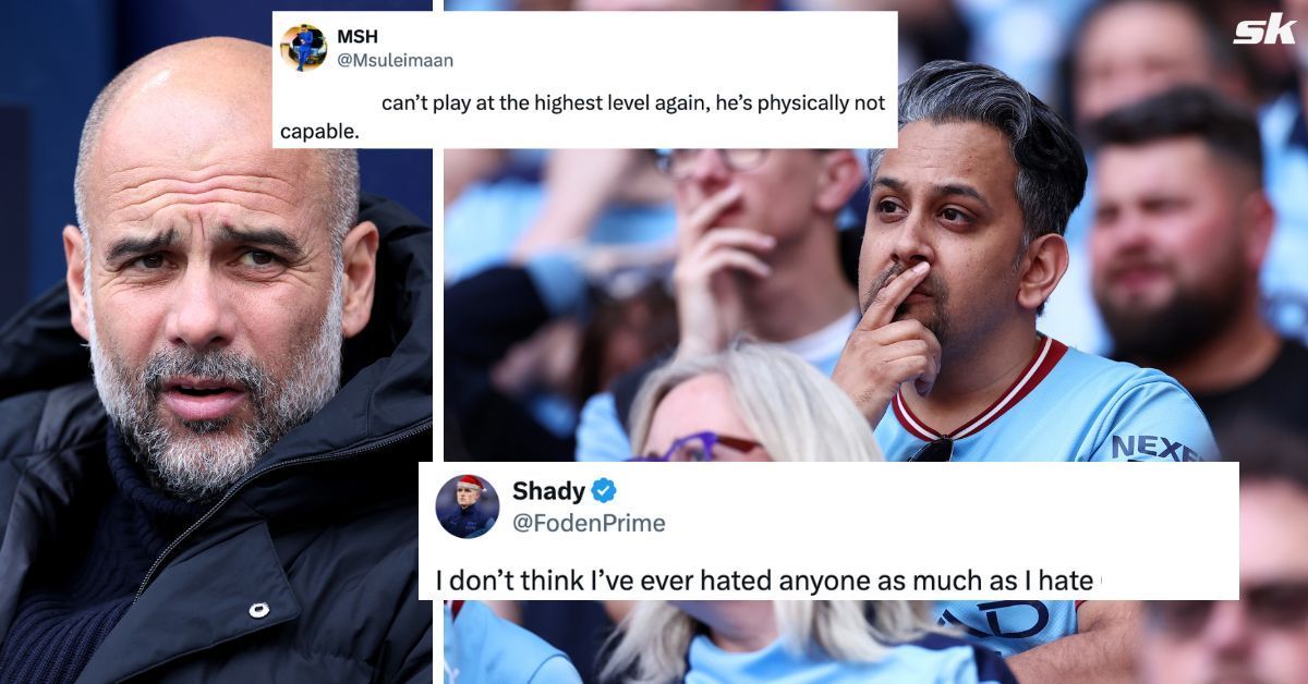 Fans rip apart Manchester City star after defeat to Aston Villa. Images via Getty, Twitter - @Msuleimaan , @FodenPrime.